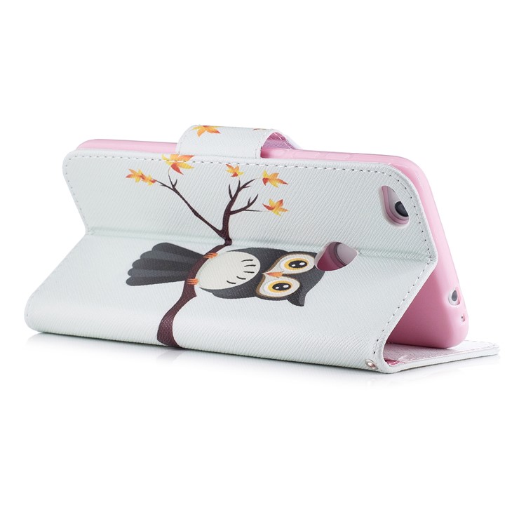 Pattern Printing Magnetic Leather Wallet Phone Casing with Stand for Huawei P8 Lite (2017) / Honor 8 Lite - Owl-4