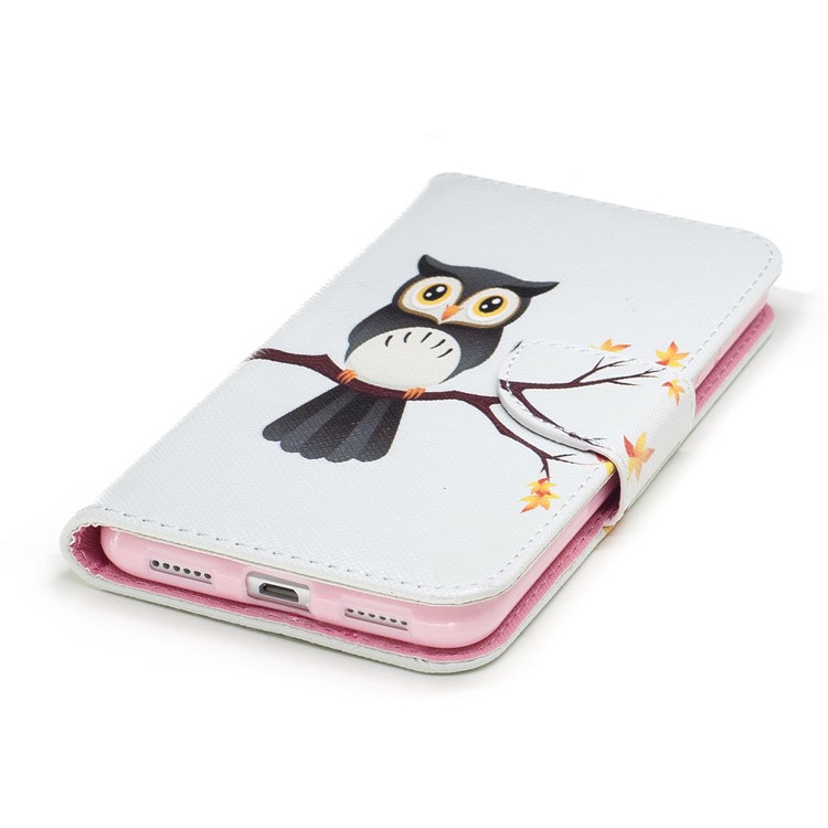 Pattern Printing Magnetic Leather Wallet Phone Casing with Stand for Huawei P8 Lite (2017) / Honor 8 Lite - Owl-6