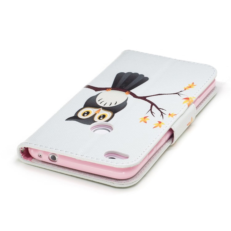 Pattern Printing Magnetic Leather Wallet Phone Casing with Stand for Huawei P8 Lite (2017) / Honor 8 Lite - Owl-7