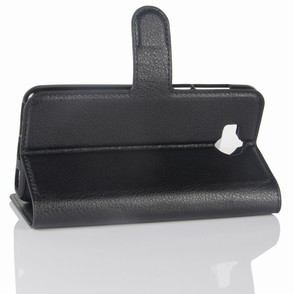For Huawei Y6 (2017) Litchi Texture PU Leather Card Slots Stand Phone Casing - Black-5