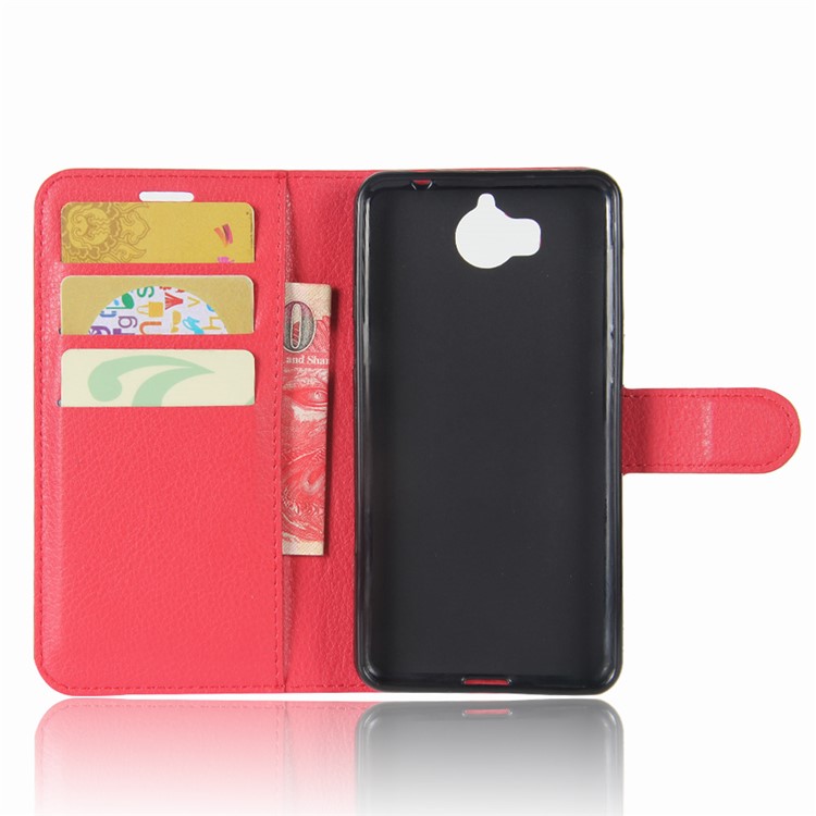For Huawei Y5 (2017) / Y6 (2017) Litchi Texture PU Leather Card Slots Stand Phone Casing Cover - Red-3