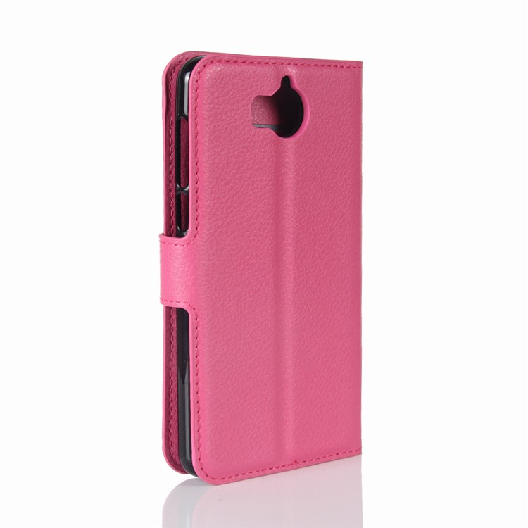 Para Huawei Y5 (2017) / Y6 (2017) Litchi Textura PU CARTÃO CARTÃO SLOTS Capa De Telefone - Rosa-6