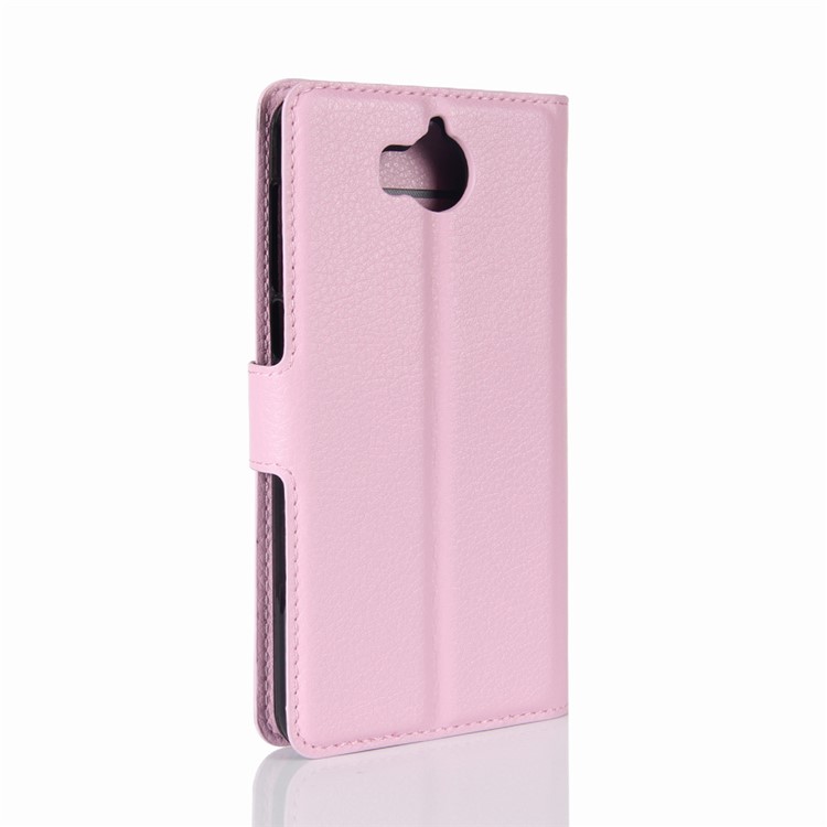 For Huawei Y5 (2017) / Y6 (2017) Litchi Texture PU Leather Card Slots Stand Phone Shell - Pink-6