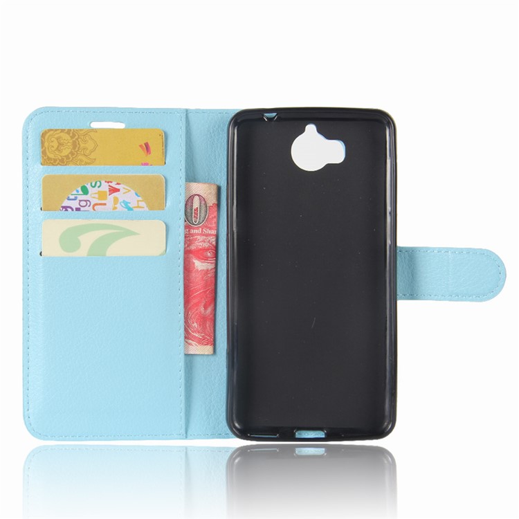 For Huawei Y5 (2017) / Y6 (2017) Litchi Texture PU Leather Card Slots Stand Phone Protection Case - Blue-3