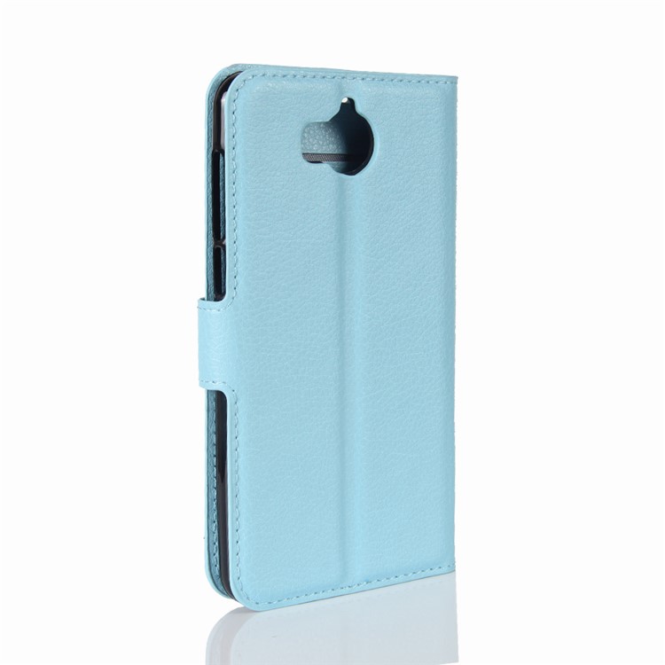 For Huawei Y5 (2017) / Y6 (2017) Litchi Texture PU Leather Card Slots Stand Phone Protection Case - Blue-6