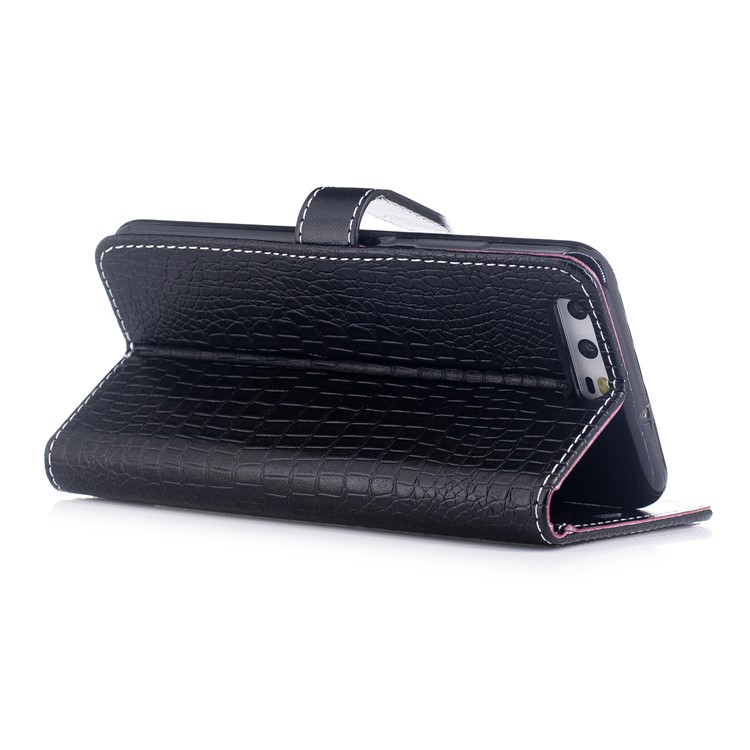 Crocodile Texture Stand Leather Wallet Mobile Phone Casing for Huawei P10 - Black-4