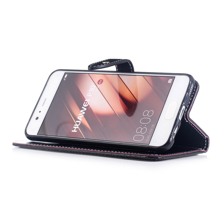 Crocodile Texture Stand Leather Wallet Mobile Phone Casing for Huawei P10 - Black-5