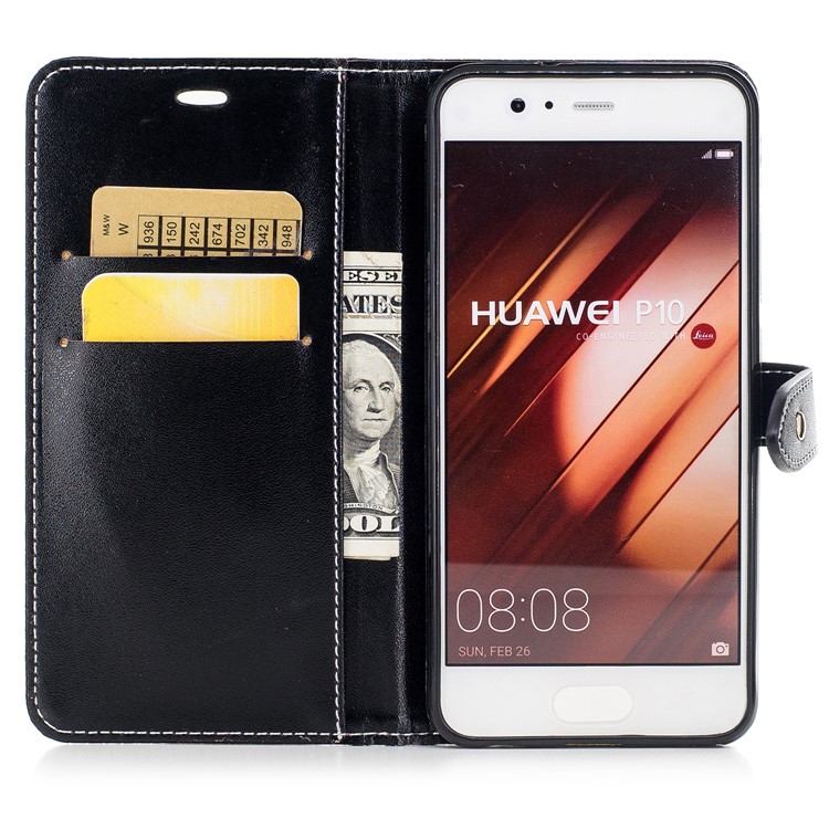 Crocodile Texture Stand Leather Wallet Mobile Phone Casing for Huawei P10 - Black-8