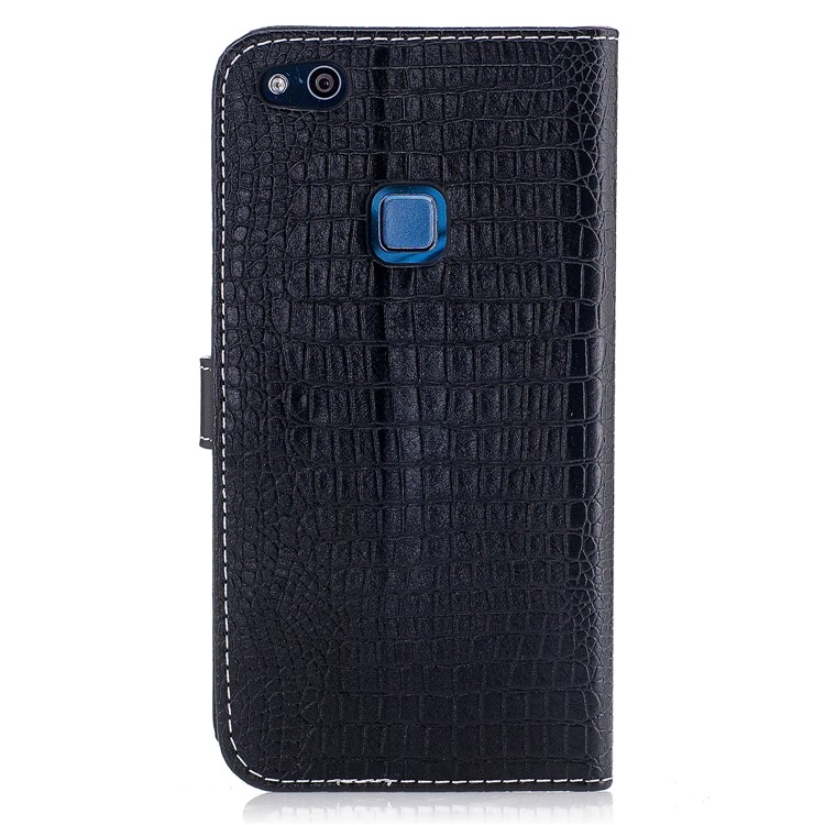 Crocodile Grain Wallet PU Leather Stand Protective Case for Huawei P10 Lite - Black-3