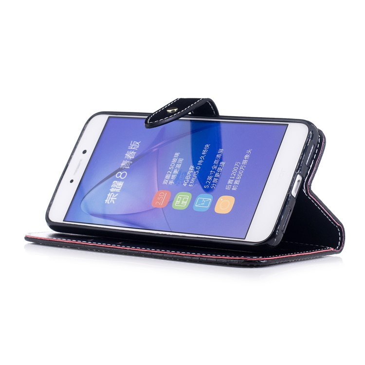 Crocodile Texture Wallet Leather Stand Mobile Phone Case for Huawei P8 Lite (2017)/Honor 8 Lite - Black-5