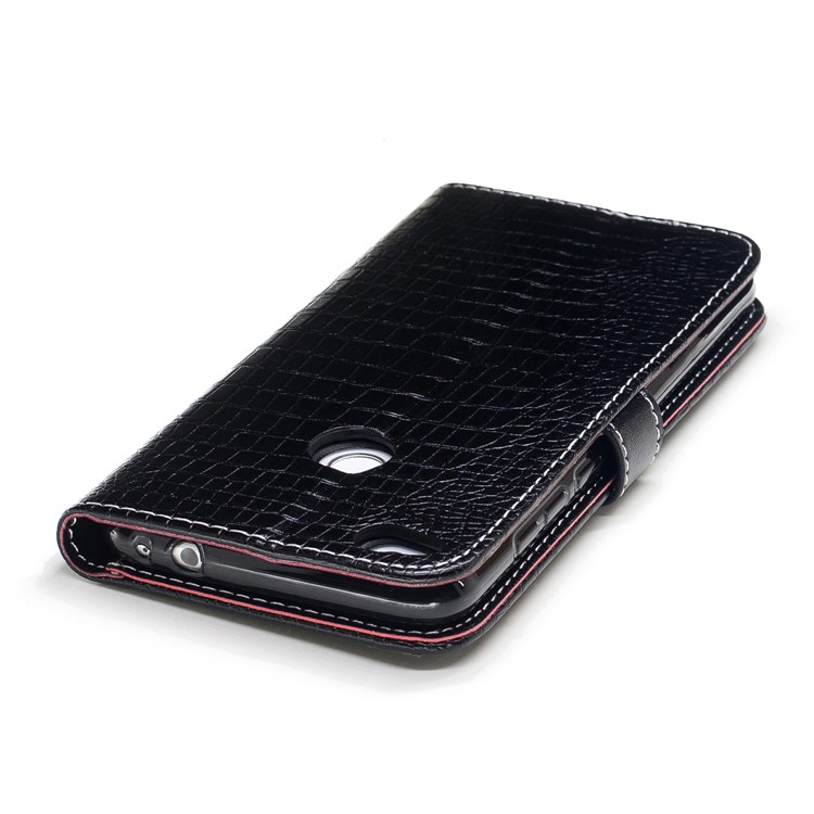 Crocodile Texture Wallet Leather Stand Mobile Phone Case for Huawei P8 Lite (2017)/Honor 8 Lite - Black-7