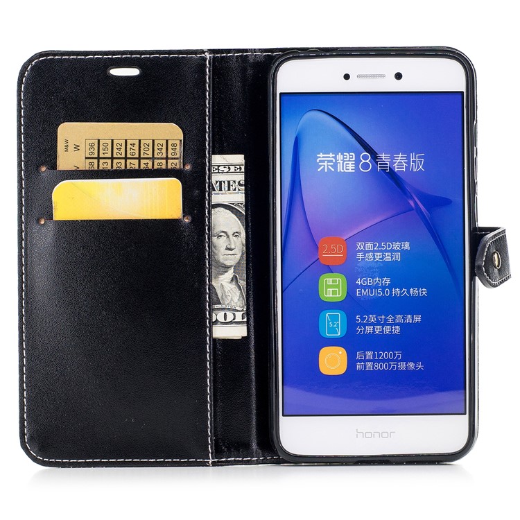 Crocodile Texture Wallet Leather Stand Mobile Phone Case for Huawei P8 Lite (2017)/Honor 8 Lite - Black-8