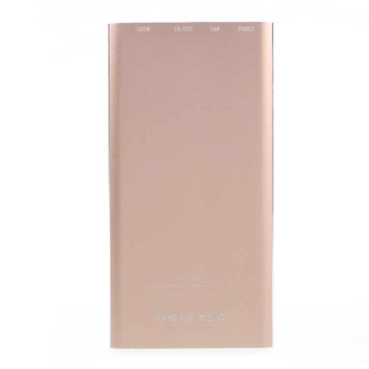 LED Light USB +Type-C Two-way QC 2.0 Power Bank (8000mAh) - Rose Gold-4