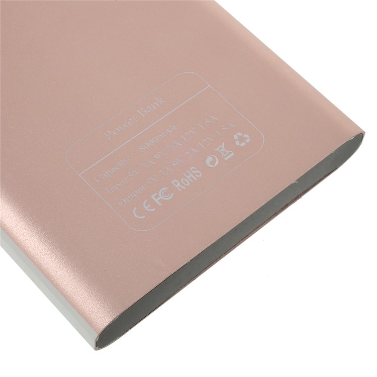 LED Light USB +Type-C Two-way QC 2.0 Power Bank (8000mAh) - Rose Gold-8