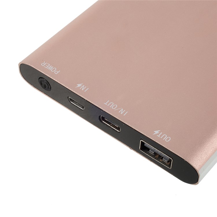 LED Light USB +Type-C Two-way QC 2.0 Power Bank (8000mAh) - Rose Gold-9
