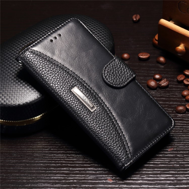 Splicing Litchi Texture Leather Wallet Case for Huawei Honor 9 - Black-1