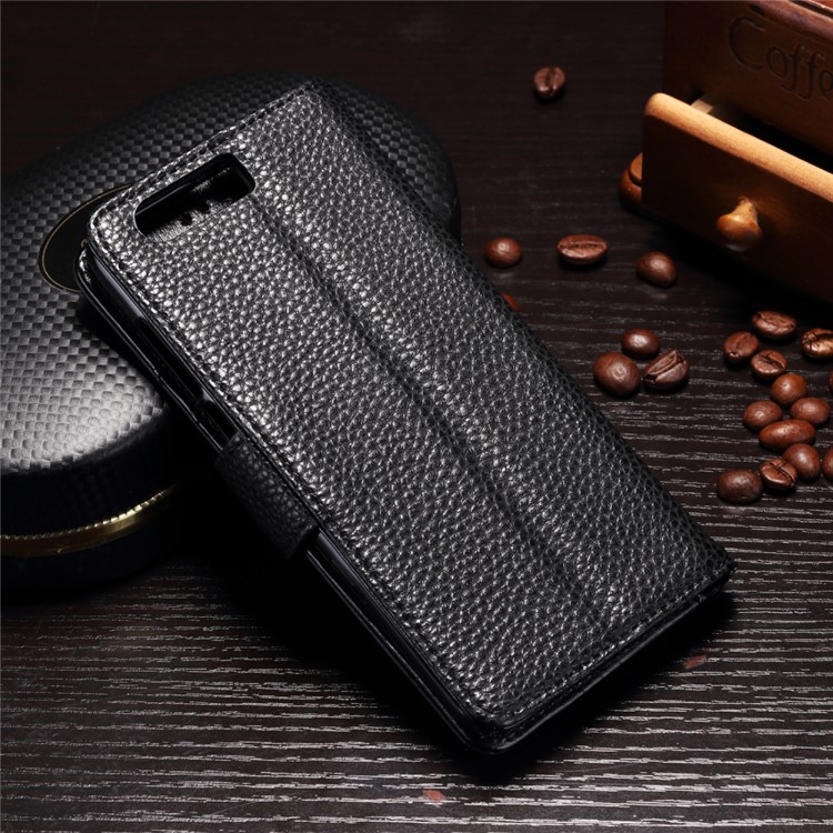 Splicing Litchi Texture Leather Wallet Case for Huawei Honor 9 - Black-2