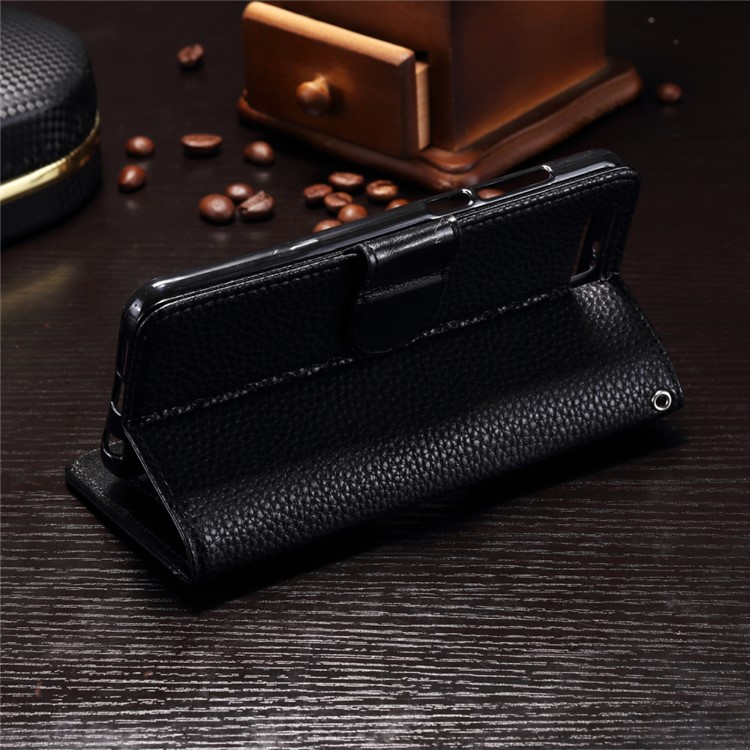 Splicing Litchi Texture Leather Wallet Case for Huawei Honor 9 - Black-3
