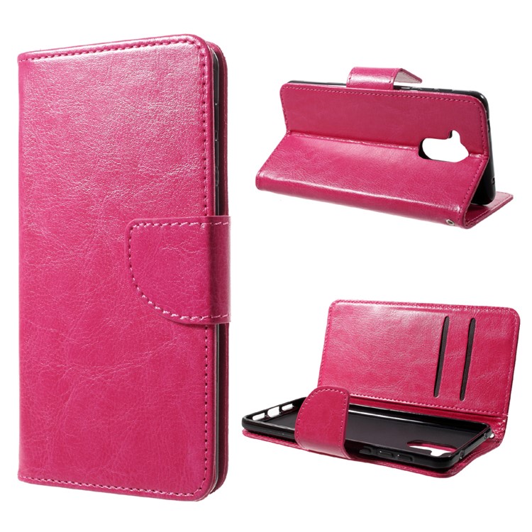 Crazy Horse Wallet Leather Folio Cell Phone Case with Stand for Huawei Honor 6C - Rose-1