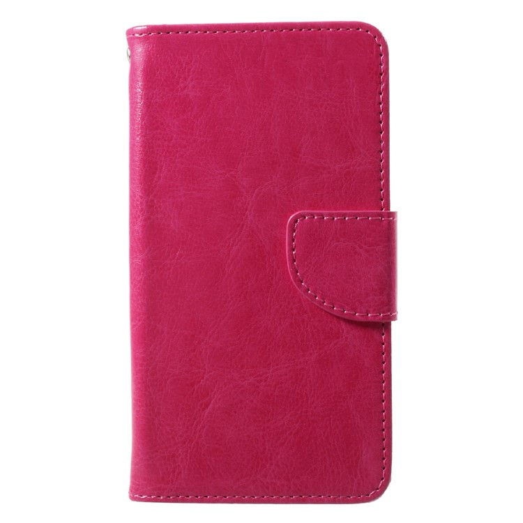 Crazy Horse Wallet Leather Folio Cell Phone Case with Stand for Huawei Honor 6C - Rose-2