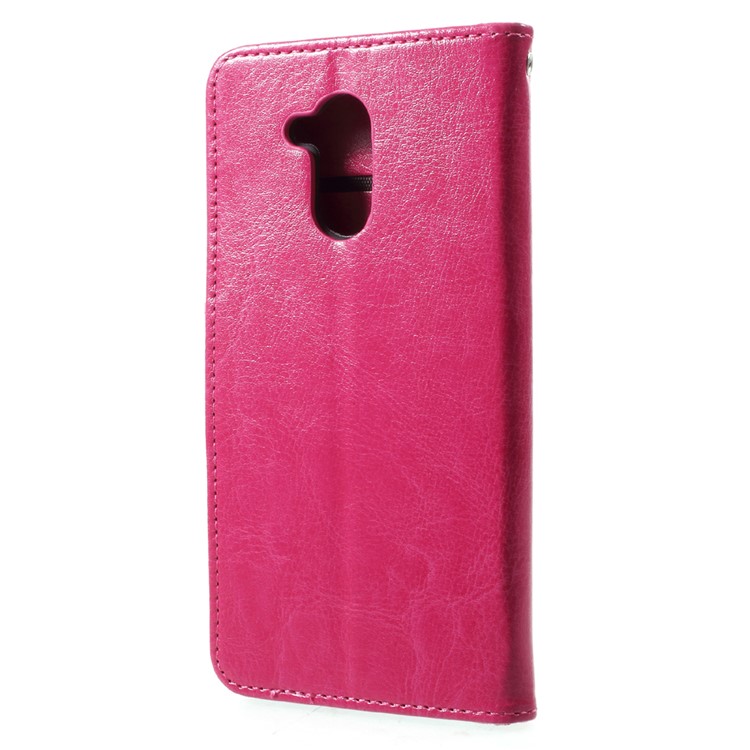 Crazy Horse Wallet Leather Folio Cell Phone Case with Stand for Huawei Honor 6C - Rose-3