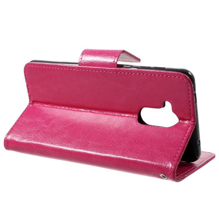 Crazy Horse Wallet Leather Folio Cell Phone Case with Stand for Huawei Honor 6C - Rose-4