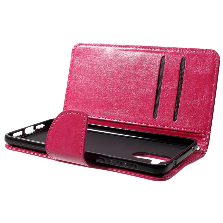 Crazy Horse Wallet Leather Folio Cell Phone Case with Stand for Huawei Honor 6C - Rose-5