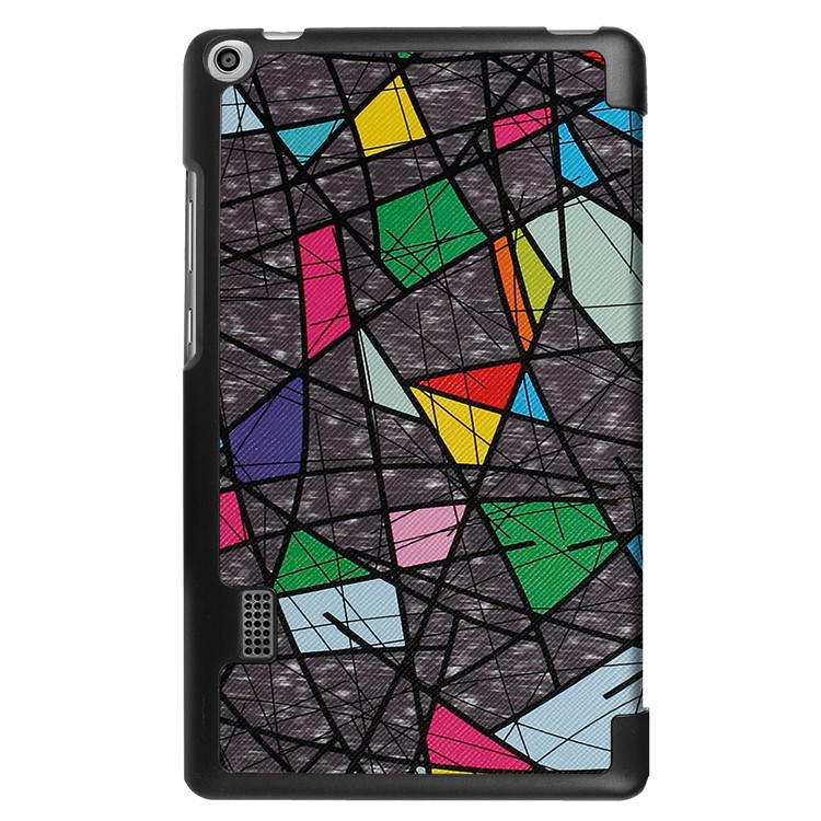 Printing Pattern Tri-fold Leather Case for Huawei MediaPad T3 7.0 - Geometric Pattern and Lines-3