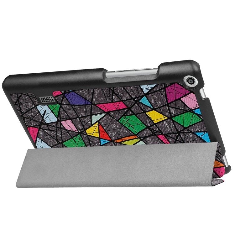 Printing Pattern Tri-fold Leather Case for Huawei MediaPad T3 7.0 - Geometric Pattern and Lines-5
