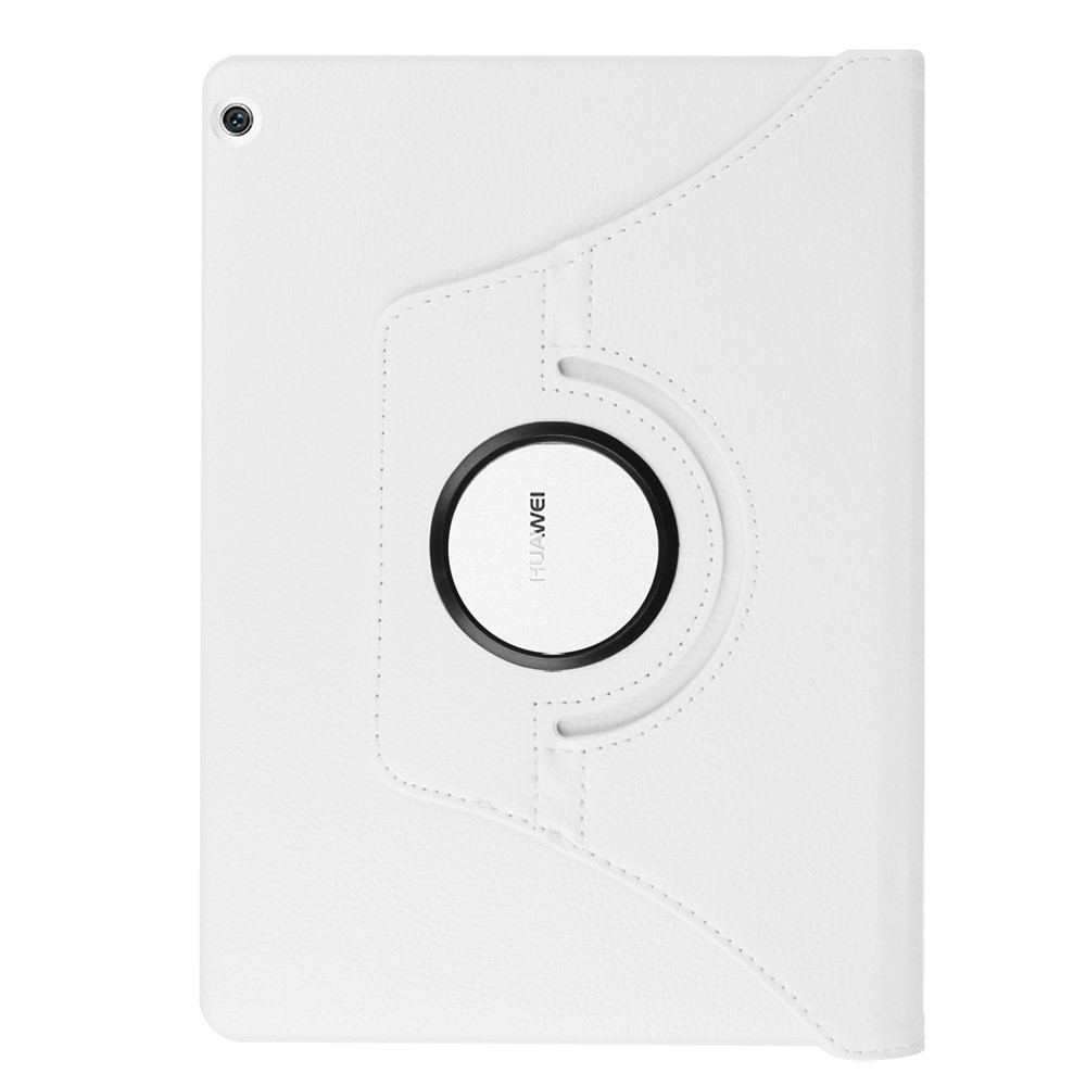 Litchi Skin Smart PU Leather Rotary Stand Folio Case with Elastic Band for Huawei MediaPad M3 Lite 10 - White-2