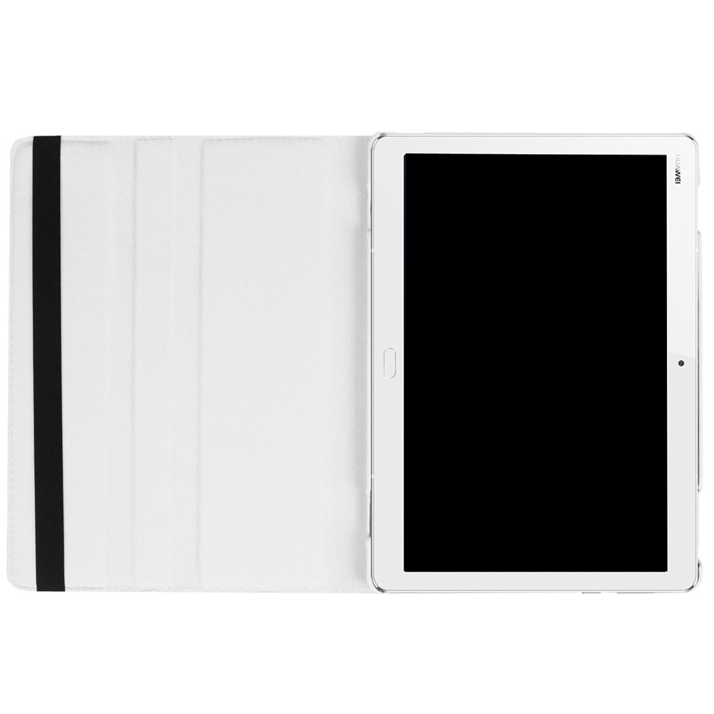 Litchi Skin Smart PU Leather Rotary Stand Folio Case with Elastic Band for Huawei MediaPad M3 Lite 10 - White-4