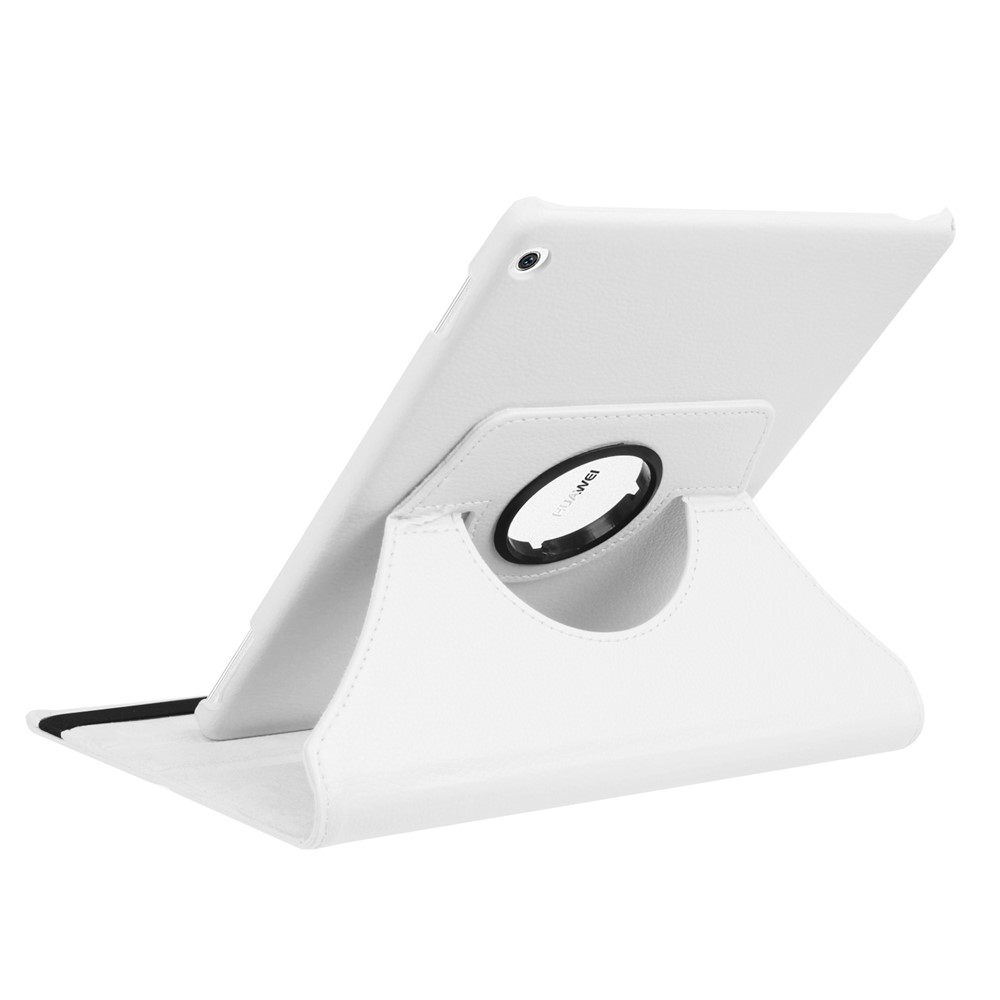 Litchi Skin Smart PU Leather Rotary Stand Folio Case with Elastic Band for Huawei MediaPad M3 Lite 10 - White-8
