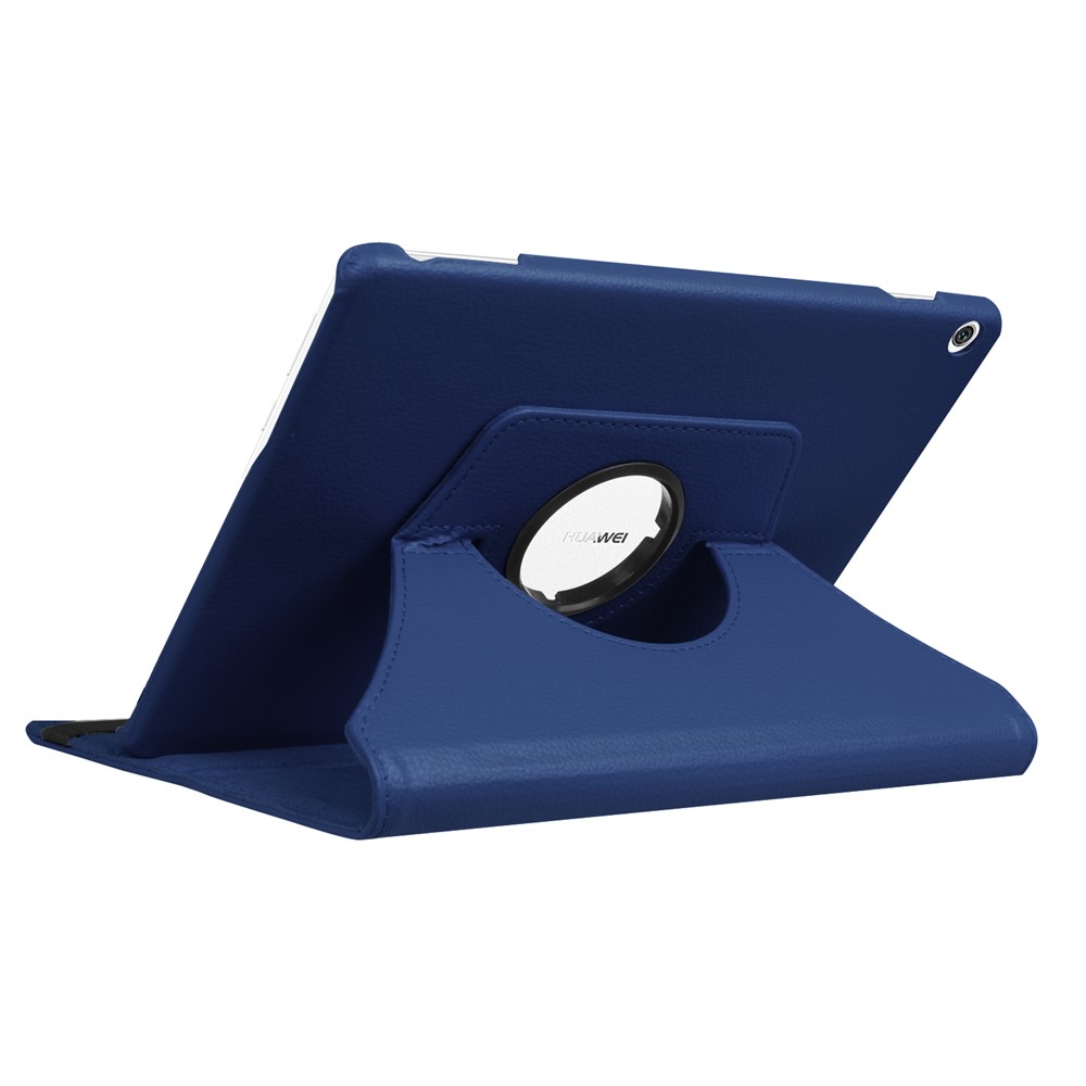 For Huawei MediaPad M3 Lite 10 Litchi Smart PU Leather Rotary Stand Protective Cover with Elastic Band - Dark Blue-6
