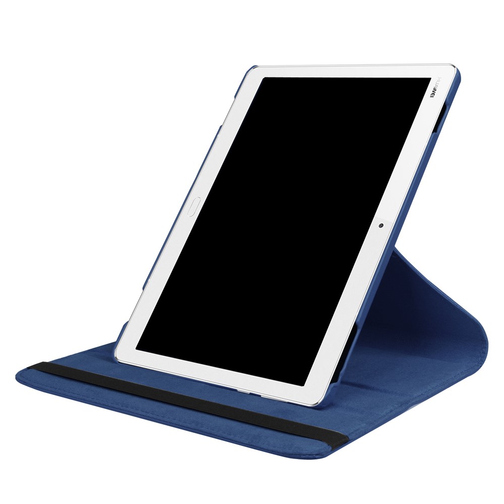 For Huawei MediaPad M3 Lite 10 Litchi Smart PU Leather Rotary Stand Protective Cover with Elastic Band - Dark Blue-7