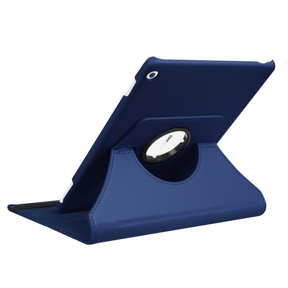 For Huawei MediaPad M3 Lite 10 Litchi Smart PU Leather Rotary Stand Protective Cover with Elastic Band - Dark Blue-8