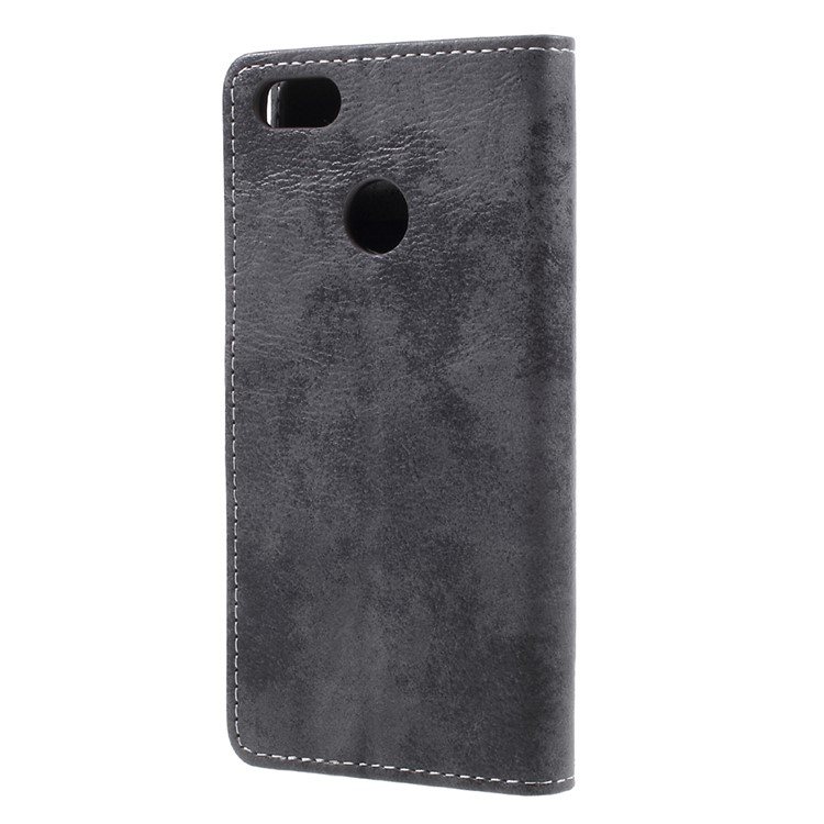 Vintage Style Wallet PU Leather Stand Mobile Phone Shell for Huawei Enjoy 7 - Black-2