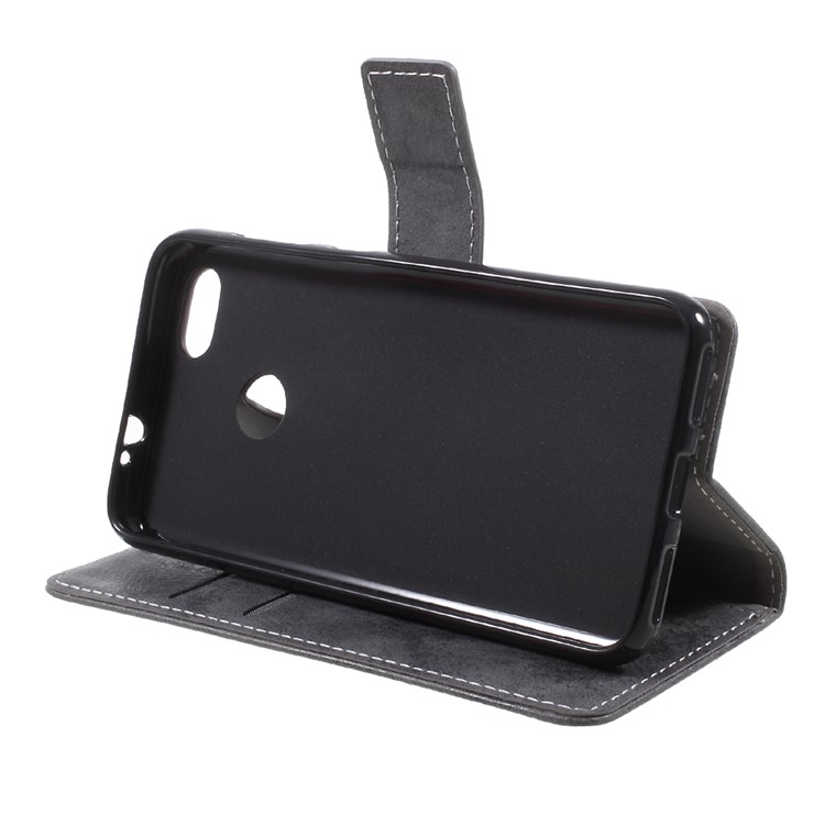 Vintage Style Wallet PU Leather Stand Mobile Phone Shell for Huawei Enjoy 7 - Black-4
