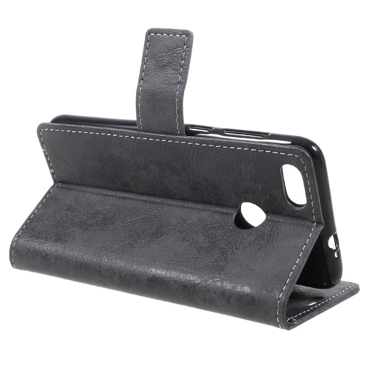 Vintage Style Wallet PU Leather Stand Mobile Phone Shell for Huawei Enjoy 7 - Black-5