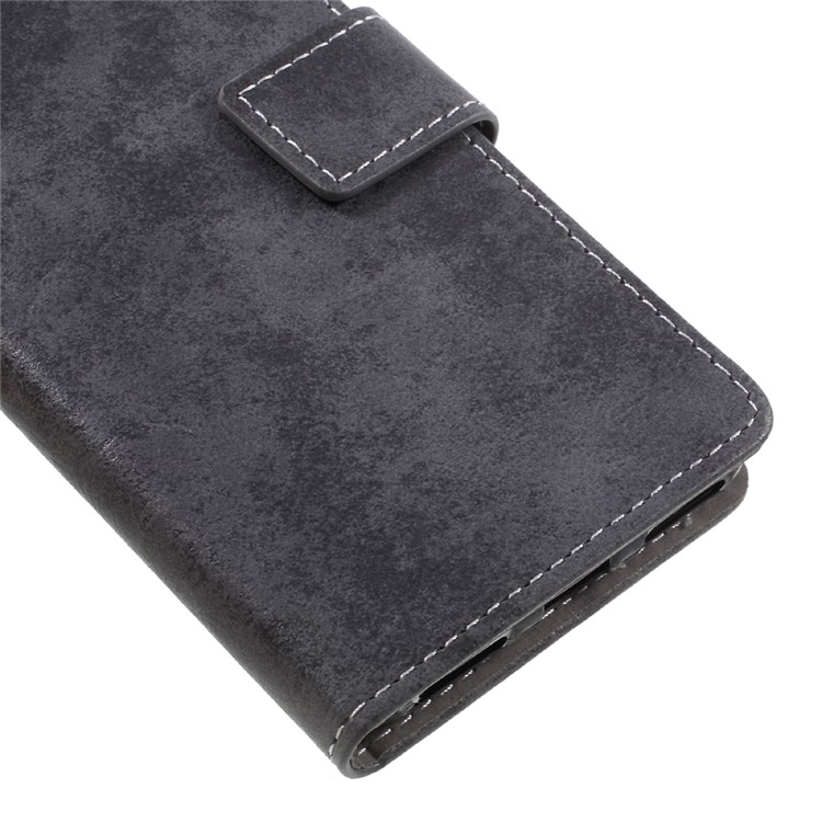 Vintage Style Wallet PU Leather Stand Mobile Phone Shell for Huawei Enjoy 7 - Black-7