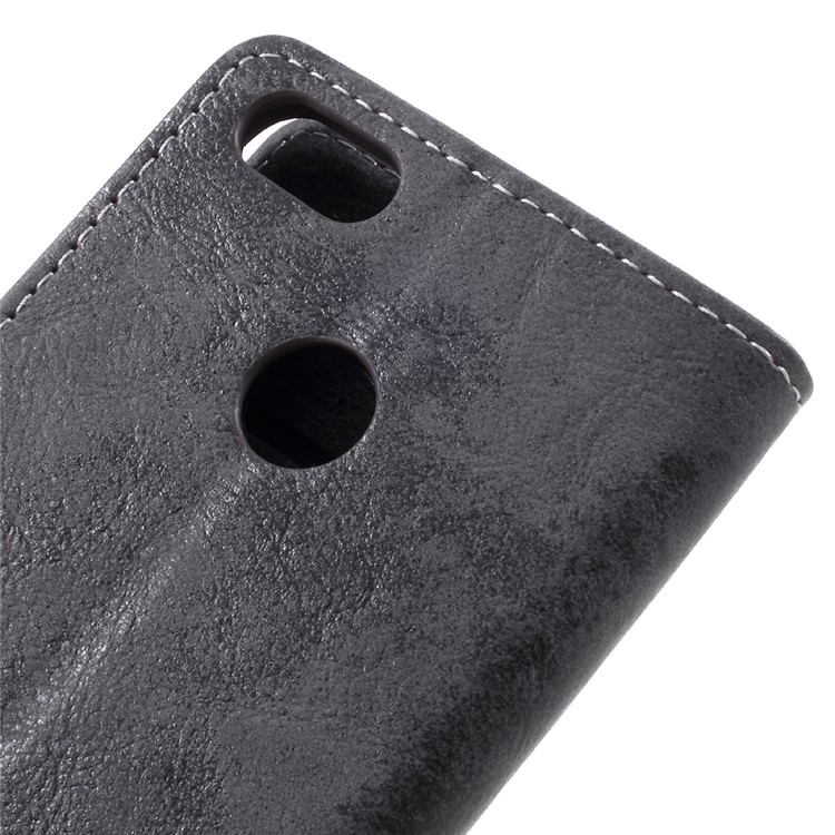Vintage Style Wallet PU Leather Stand Mobile Phone Shell for Huawei Enjoy 7 - Black-8