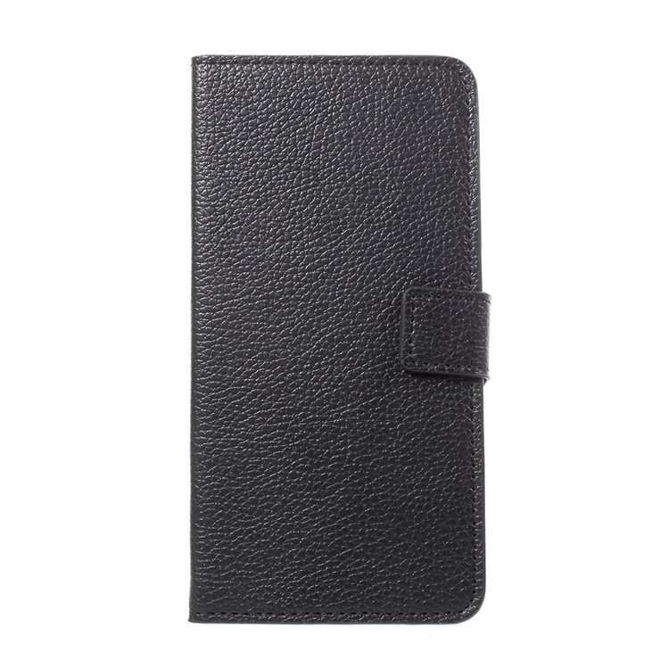 Litchi Skin PU Leather Wallet Stand Phone Case for Huawei Y7 (2017) - Black-2