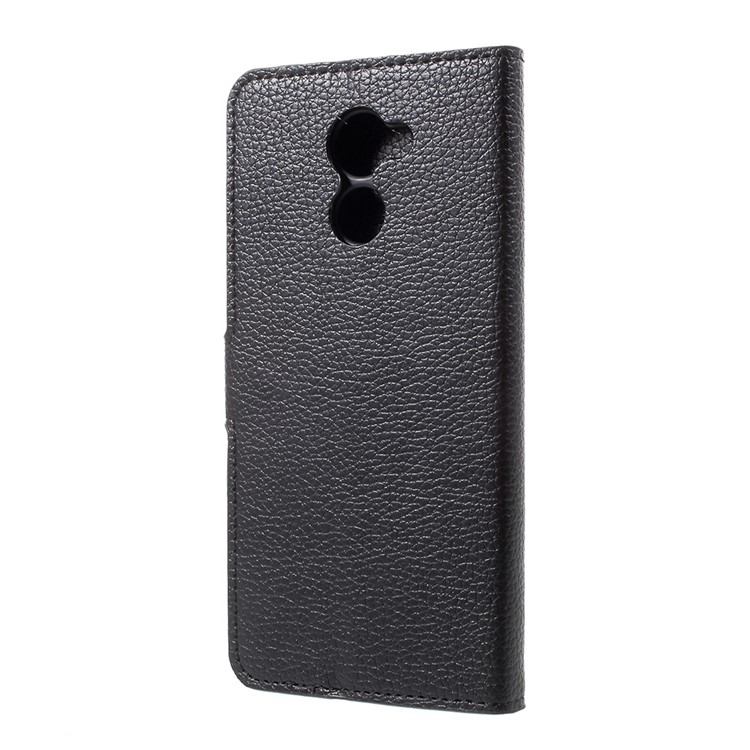 Litchi Skin PU Leather Wallet Stand Phone Case for Huawei Y7 (2017) - Black-3
