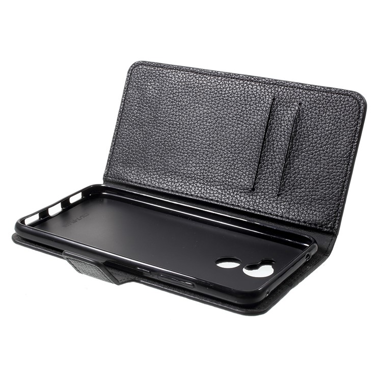 Litchi Skin PU Leather Wallet Stand Phone Case for Huawei Y7 (2017) - Black-6