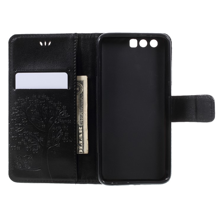 Imprint Tree Owl Magnetic Wallet PU Leather Stand Cover for Huawei Honor 9 - Black-6