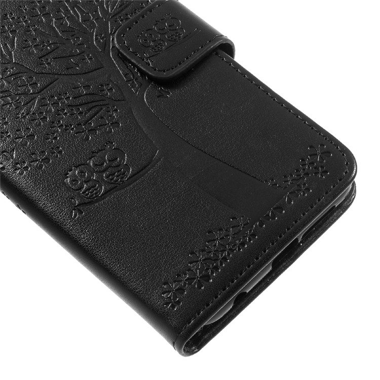 Imprint Tree Chowl Portefeuille Magnétique pu en Cuir Couvercle Pour Huawei Honor 9 - le Noir