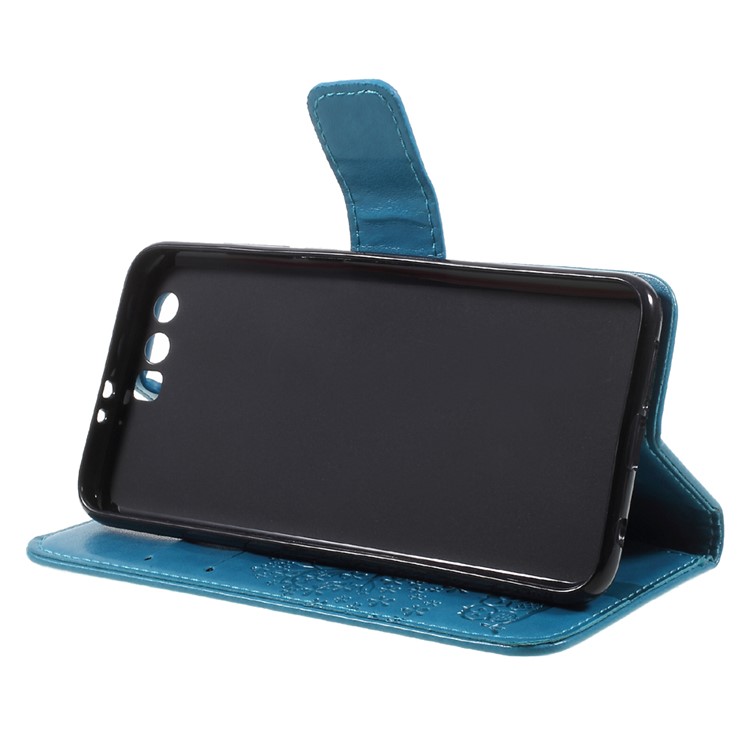 Imprint Tree Owl Magnetic Wallet PU Leather Shell with Stand for Huawei Honor 9 - Blue-4