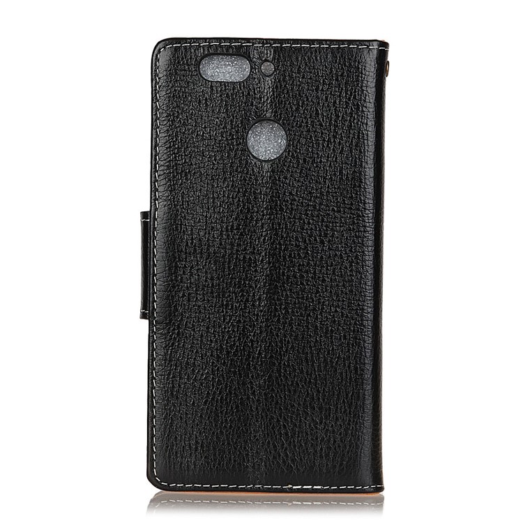 Genuine Leather Crazy Horse Flip Wallet Stand Cover for Huawei Nova 2 Plus - Black-2
