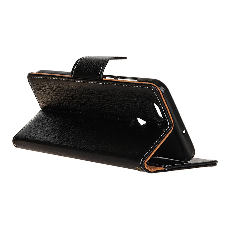 Genuine Leather Crazy Horse Flip Wallet Stand Cover for Huawei Nova 2 Plus - Black-6