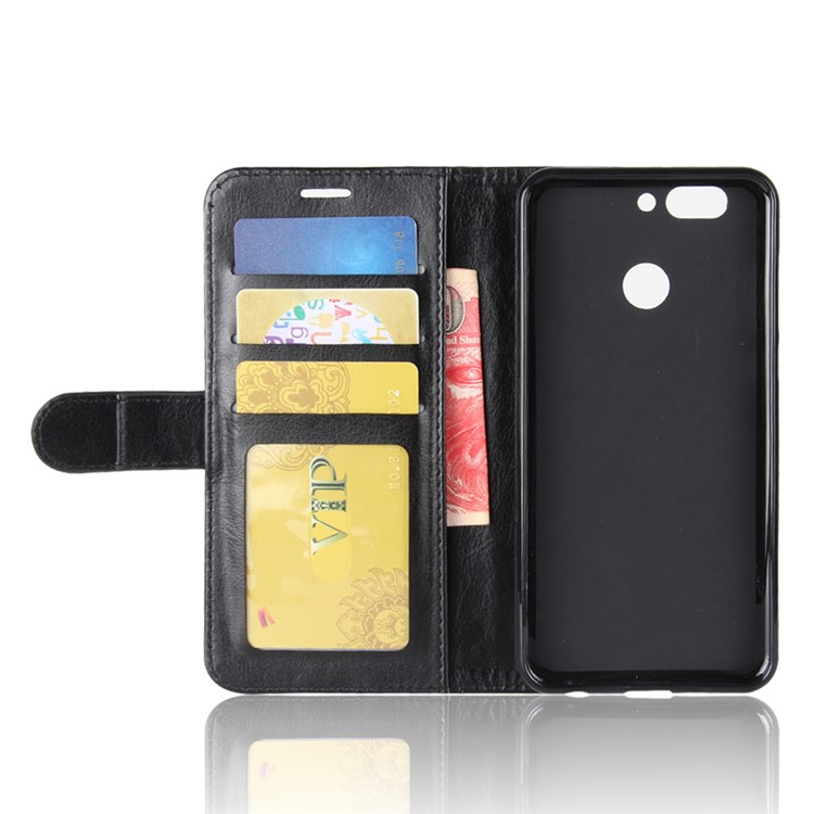 Crazy Horse Wallet Stand Leather Folio Mobile Phone Cover for Huawei nova 2 plus - Black-4