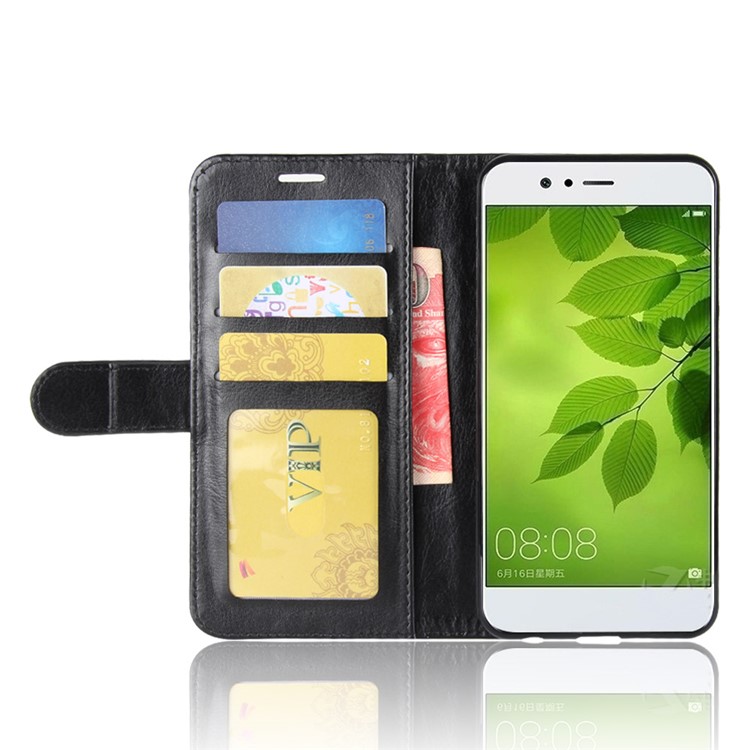 Crazy Horse Wallet Stand Leather Folio Mobile Phone Cover for Huawei nova 2 plus - Black-5